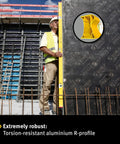 STABILA Type R 300 Spirit Level, 40 cm, used by construction worker on site with torsion-resistant aluminium R profile.