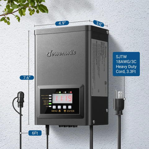 Low Voltage Transformer With Timer And Photocell Sensor For Outdoor Landscape Lighting 120W 12V To 14V AC Weatherproof ETL