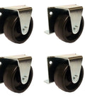 Low Profile 2 Inch Caster Wheels Set For Cabinets And Beds, 4 Pack Black Side Mount Plate 2 1/4 X 1 1/2, Screws Not Included