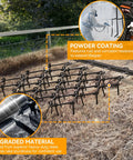 Heavy Duty ATV Chain Drag Harrow 4 Foot Wide By 4 Foot Long With One Half Inch Tines showing powder coating process and upgraded material