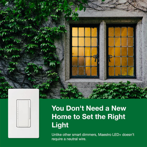 Maestro LED Dimmer Switch For Dimmable LED Halogen And Incandescent Bulbs 150W Single Pole Or Multi Location Light Almond Finish