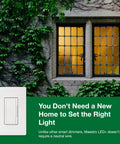 Maestro LED Plus Dimmer Switch For Dimmable LED Halogen And Incandescent Bulbs 150W Single-Pole Or Multi-Location MACL-153M-WH White 6-Pack by ivy-covered window and note about no neutral wire needed.