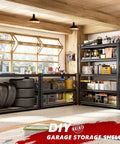 Beefy 2400 Lbs Garage Shelving System With 5 Adjustable Tiers Heavy Duty Storage Shelves in a home garage setting