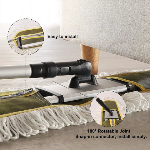 Top Shelf 36 Inch Heavy Duty Dust Mop For Hardwood Floors Featuring Absorbent Pad And Quick Grip Handle with rotatable joint for easy use.