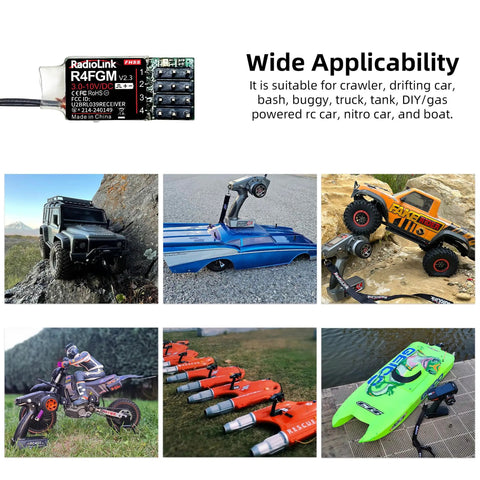 4 Channel Tiny RC Gyro Receiver For Mini Cars And Boats 1 28 Scale 3 To 10V High Voltage Servo Support Long Range Control Anti Interference FHSS Tech Ultra Light Design Compatible With RC8X RC4GS V3 RC6GS V3 T8S T8FB T12D T16D with assorted RC vehicles