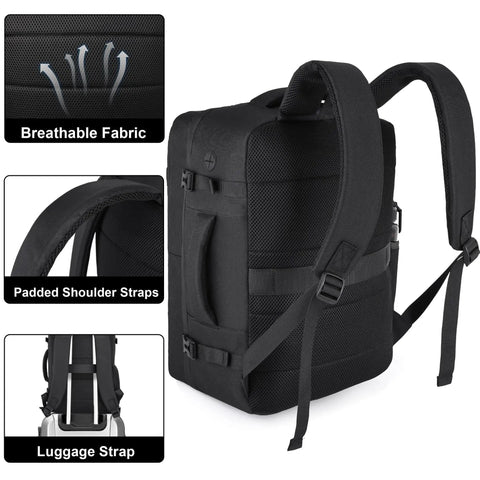 Back view of Under Seat Travel Backpack For Men And Women Airline Approved Personal Item Fits 15.6 Inch Laptop 30L Carry On Bag with features
