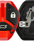Uncut Blank Key Blade Case Shell With Button Pad For 2007 2012 Mitsubishi Eclipse Lancer Galant, front and back view.
