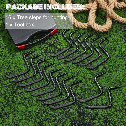 16 Pack 4 Inch Screw In Tree Steps For Hunting Heavy Duty Tree Climbing Gear With Self Tapping Screws Non Slip Kit