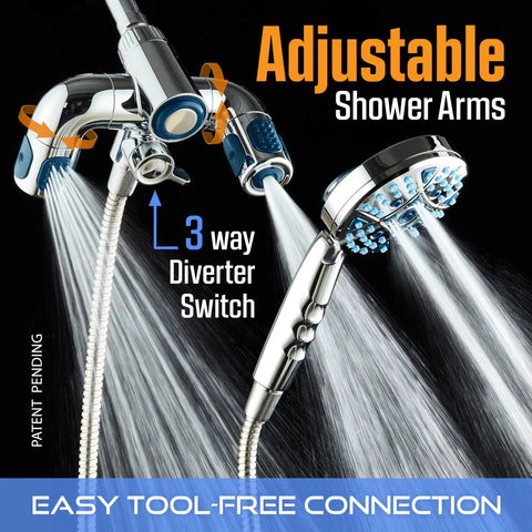 Premium High Pressure Shower Head Combo With Multi Mode Settings And Slick Chrome Finish For Killer Spray Power Plus Hydro Jet Arms To Elevate Your Daily Routine Into A Top Notch Home Spa Setup Providing Solid Coverage Whenever You Flip The Valve