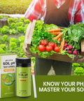 Gardener with vegetables and Ultimate PH Test Kit With 100 Strips For 3.5 To 9 Range, Accurate PH Tester for garden, lawn.