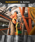 Worker on lift wearing Thunder 4 Pack 3D Ring Safety Harness For Construction Workers, Full Body Fall Protection, OSHA ANSI Compliant