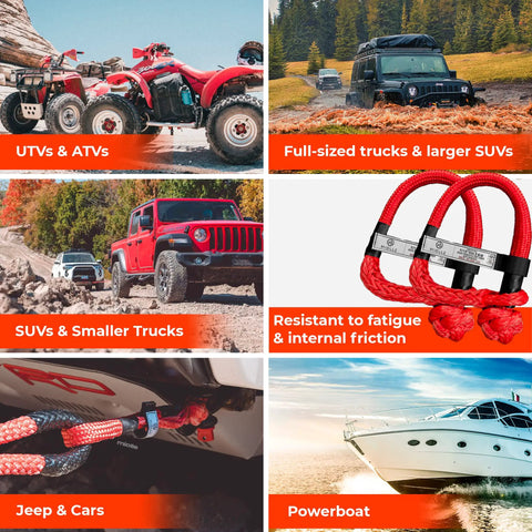 Spectra Fiber Soft Shackle Recovery 7/16 By 6 Inch, 38,300 Lbs MBS Heavy Duty Off Road Tow Gear with SUVs, ATVs, and Powerboats.