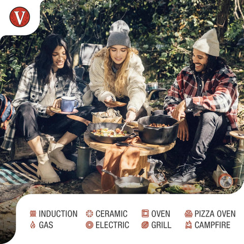 Group camping with 0.5-Quart Cast Iron Saucepan With Flaxseed Oil Seasoning, Go-To Small Melting Pot For Sauteing And Pouring