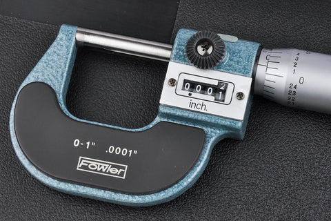 Premium Digit Outside Micrometer 0 To 1 Inch, 0.0001 Inch Readings, 0.256 Inch Flat Anvil Spindle, Easy Readout For Metalworking