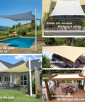 Outdoor Sun Shade Sail Canopy 6 By 8 Feet Rectangle UV Blocking Sunshade Fabric installed over patios and pools.