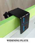 Two Pack Heavy Duty Large Drawer Installation Clamps With Three Millimeter Thickened Build For Rock Solid Holes And Zero Guesswork Cabinet Hardware Jig featuring a black widening plate for secure clamping.