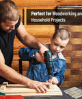 Father and son using Gold Galvanized Wood Screws Set With Phillips Drive, 152-Piece Assortment For DIY Projects, 6 Lengths From 1/2 Inch To 2 Inches, Corrosion-Resistant Screws For Woodworking, Furniture And Repairs, Includes Mr Pen for woodworking project