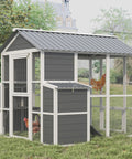 Spacious Outdoor Wooden Chicken Coop For Ten Chickens With Walk In Run Two Nesting Boxes Ramp Two Level Hen House Habitat Weatherproof Roof