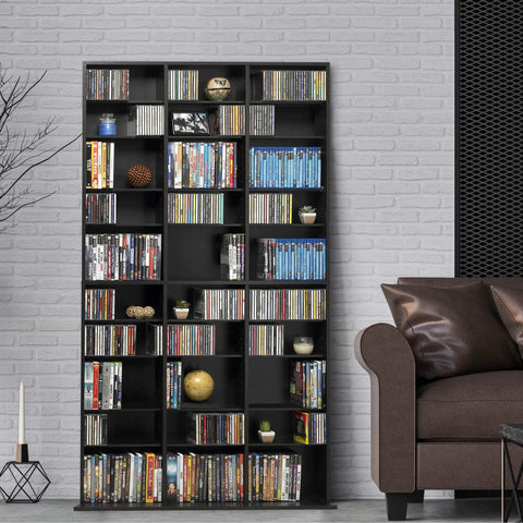 Heavy Duty Espresso Media Storage Cabinet With Deep Slots For CD DVD And Video Games Keeps Your Stash Secure And Tight While Bringing Super Cool Vibe To Your Living Room Setup
