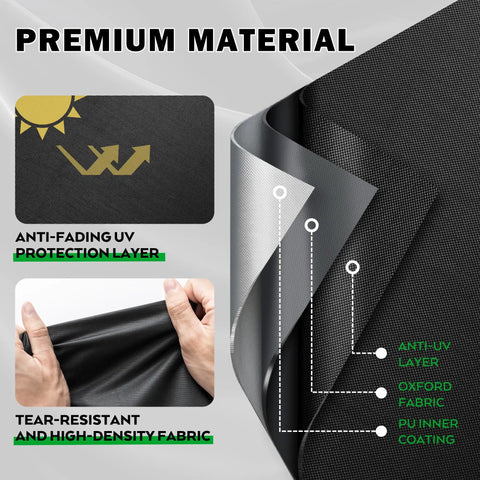 Durable 48 Inch Work Bench Table Cover For Garage And Outdoor Use All Weather Waterproof Heavy Duty Protective Cover For Workbench And Hardwood Tables Anti Tear 420D Oxford Fabric With Reinforced Stitching illustrating layers and features