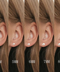 Five Piece Pearl Stud Earrings Set With Gold Finish Ball Studs From 4mm To 8mm For Women And Men, Classic Gold Pearl Earrings For Everyday Wear, Dope For Multiple Piercings And Modern Day Style. 4mm pearl stud on ear