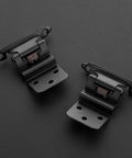 60 Packs 30 Pairs 3/8 Inch Inset Matte Black Cabinet Hinges Self Closing shown on black background