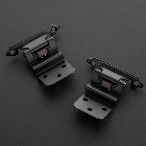 60 Packs 30 Pairs 3/8 Inch Inset Matte Black Cabinet Hinges Self Closing shown on black background