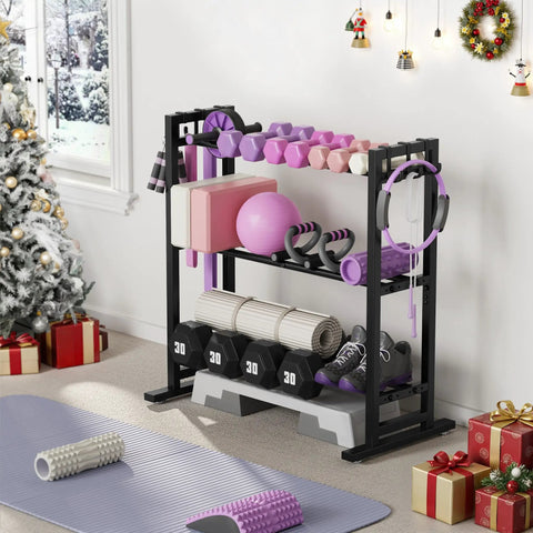 3 Tier Adjustable Dumbbell Rack With Wide Base 450 Lb Capacity Reinforced Steel Weight Shelf For Home Gym Setup Supports Kettlebells And Accessories Built Tough To Keep Heavy Plates Locked In Tight While You Go Hard On Gains Every Single Day