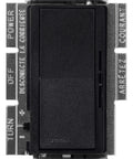 Reliable Wall Dimmer Switch For Dimmable LED CFL And Halogen Bulbs With Frustration Free Hookup And Buttery Smooth Control For Single Pole Or Three Way Installations In Solid Midnight Trim, black switch with metal frame.