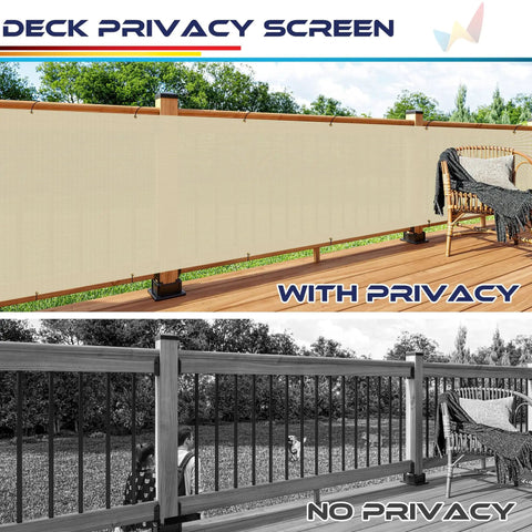 3x10 Balcony Privacy Screen For Deck And Patio Outdoor Mesh Fence Cover With Zip Ties UV Protected Beige Privacy Shield