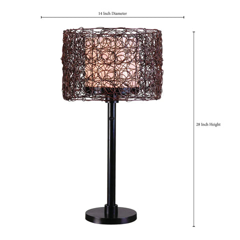 Rustic Tanglewood Outdoor Table Lamp With Oil Rubbed Bronze Finish, All Weather Steel Construction, 28 Inch Tall, 14 Inch Wide