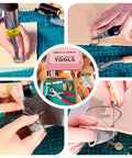 Leather Working Kit All In One Tools Set For Belts Bags Wallets Shoes And Crafts With Hole Puncher Cutting Mat Awl Stitching