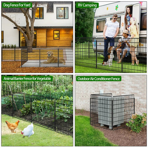 10 Panel Garden Fence Animal Barrier 33 Inch High 24 Foot Long No Dig Rustproof Metal Wire Panels for yard and garden use