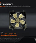 OEM Style Engine Cooling Fan Assembly Direct Plug In Design for Honda CR-V and Element with heavy duty plastic build.
