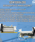 Refrigerator Ice Maker Assembly Replacement Fits W10793298 W10377152 W10469286 shown at different angles for installation.