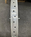 Top view of Beefy 26 Inch Bike Rim Wheel Set Built Tough With Double Wall Aluminum Alloy, Silver 47mm wide, holes visible