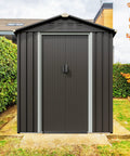 Front view of 5x3 Ft Metal Outdoor Garden Storage Shed Waterproof Weather Resistant Steel Tool Storage House With Window And Lockable Double Doors For Patio And Lawn Must Have Backyard Storage And Easy Access