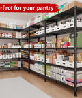 Beefy 70 Inch Wide Garage Storage Shelves Heavy Duty Metal Shelving Unit With 1600 Lbs Capacity L Shaped Configurable Design For Left Or Right Setup Tall 72 Inch Storage Rack Perfect For Workshop And Garage. Pantry shelving with food bins