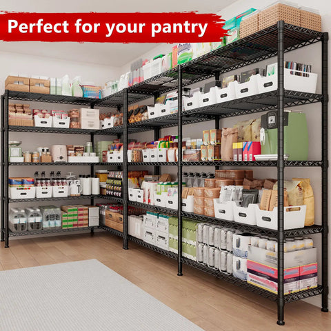 Beefy 70 Inch Wide Garage Storage Shelves Heavy Duty Metal Shelving Unit With 1600 Lbs Capacity L Shaped Configurable Design For Left Or Right Setup Tall 72 Inch Storage Rack Perfect For Workshop And Garage. Pantry shelving with food bins