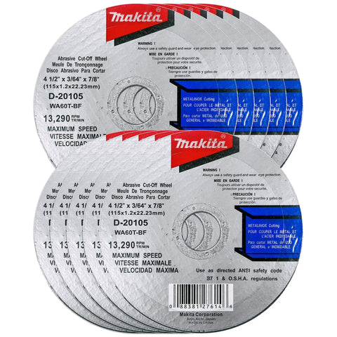 10 Pack 4-1/2 Inch Cut Off Wheels For Metal And Stainless Steel Aggressive Cutting For 4-1/2 Inch Grinders Type 1 Flat Discs 0.045 Inch Thick 7/8 Inch Arbor Long Life High Performance Metal Cutting Wheels stacked