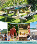 Waterproof 6 Foot Picnic Table Cover With Elastic Bench Covers 3 Piece Set Fitted Wood Texture Tablecloth for outdoor use