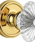 Privacy Door Knob Set With Burgundy Crystal Knob, 2.375 Inch Privacy Lock, Solid Forged Brass Georgetown Rosette, Easy DIY Install