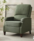 Green Fabric Recliner Chair With Soft Armrests, Adjustable Push Back, And Lumbar Support in cozy living room setup