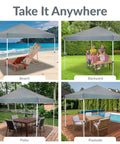 12x12 Canopy Replacement Top For Pop Up Shade Heavy Duty PU Coated 150D Oxford Fabric Gray Cover in various outdoor settings.