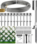 Outdoor Wire Trellis Kit For Climbing Plants, 12-Piece Wall System With 1/8 Inch By 53 Ft Stainless Steel Cable, DIY ready setup