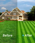 Before and after lawn stripes using Dope Lawn Striper Kit For Push Mowers With Heavy Duty Stainless Steel Roller Universal DIY Striper