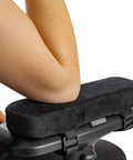 Thick Memory Foam Armrest Pads For Office And Gaming Chairs Cushy Elbow Support Anti Slip Arm Rests Fits Most Chairs With Armrests Up To Three Inches Relieves Elbow Pressure During Long Work Sessions, black armrest pad on chair with elbow resting