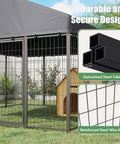 Heavy Duty Outdoor Dog Kennel With Roof For Yard 8x8 Ft Chain Link Fence Dog Run Enclosure Includes Feeding Bowl And Self Locking Latch
