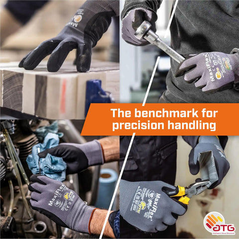 Grippy Foam Nitrile Palm Coated Work Gloves With Knit Wrist For Dirt And Debris Protection, Great Oil Grip, Gray Large
