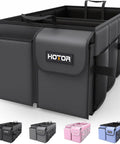 Foldable Trunk Organizer For SUVs And Sedans, Sturdy Car Storage With Two Big Compartments And Six Mesh Pockets, Black